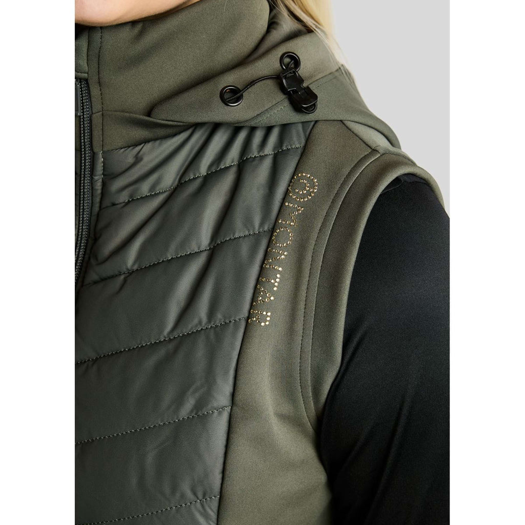 Montar Weste MoEverline Hybrid Detachable Hood Golden Quartz Crystals Forest Green