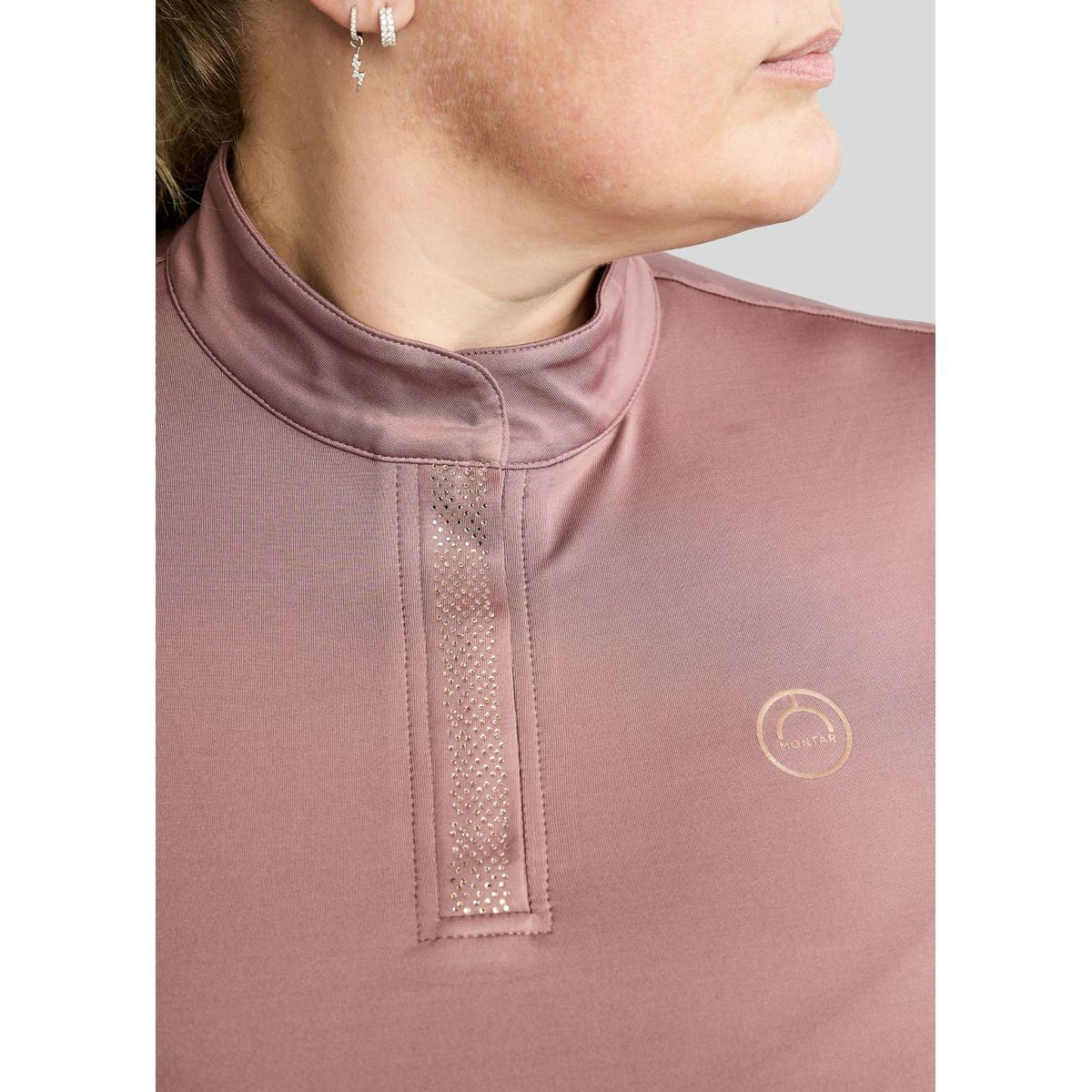 Montar Shirt Briella Rosegold Crystals Curve Lange Ärmel Dusty Rose