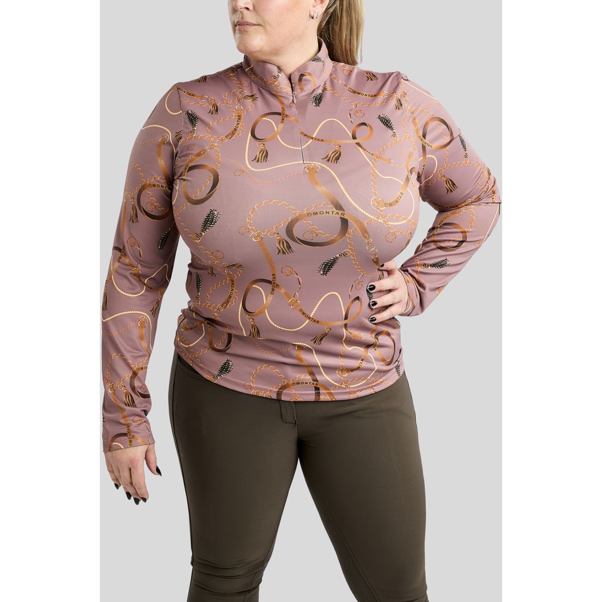 Montar Shirt Haily Bridle Print Curve Lange Ärmel Dusty Rose