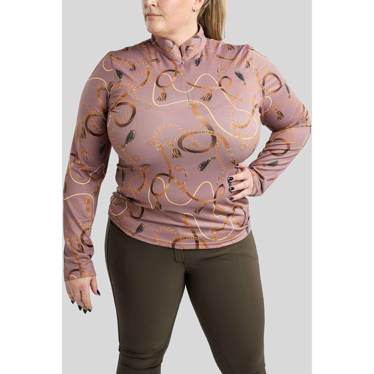 Montar Shirt Haily Bridle Print Curve Lange Ärmel Dusty Rose
