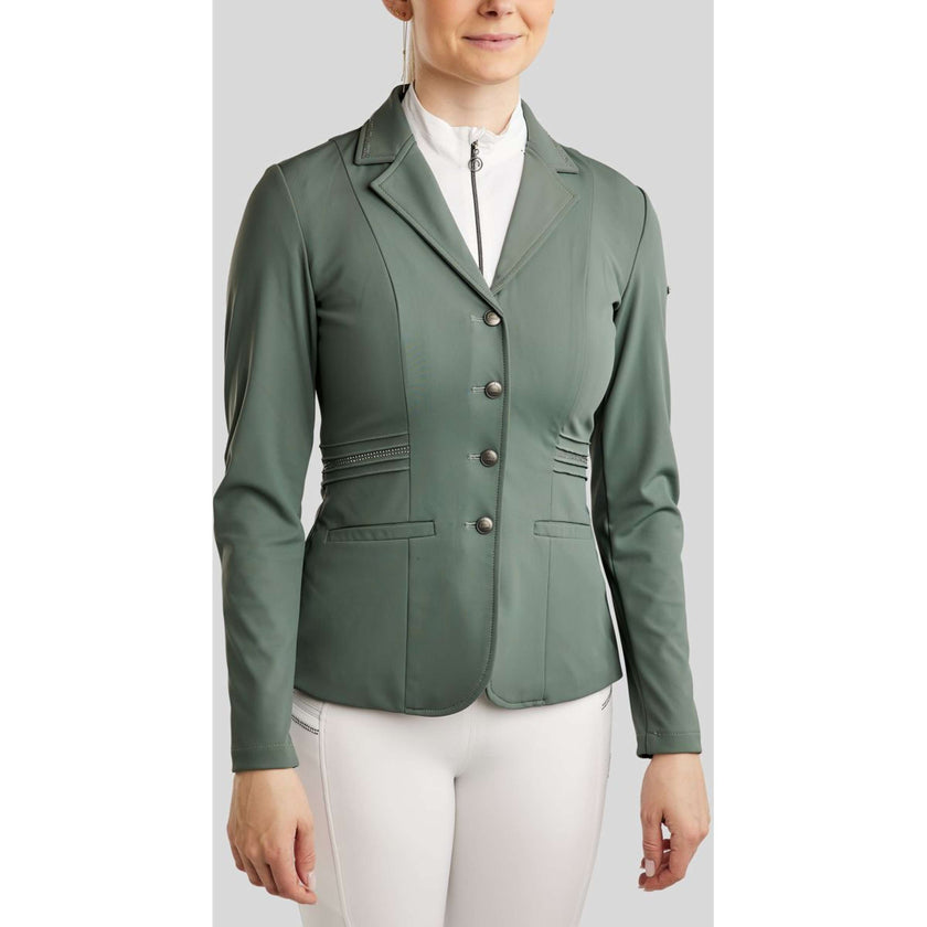 Montar Turnierjacket MoPearl Pintucks Gun Metal Crystals Jade Montar Turnierjacket MoPearl Pintucks Gun Metal Crystals Jade