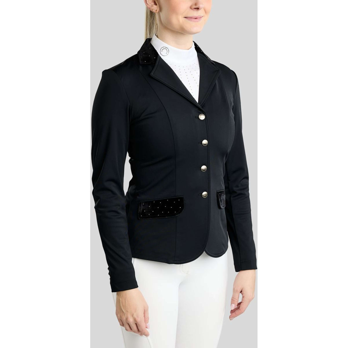 Montar Turnierjacket MoValerie Velvet Details Golden Quartz Crystals Schwarz