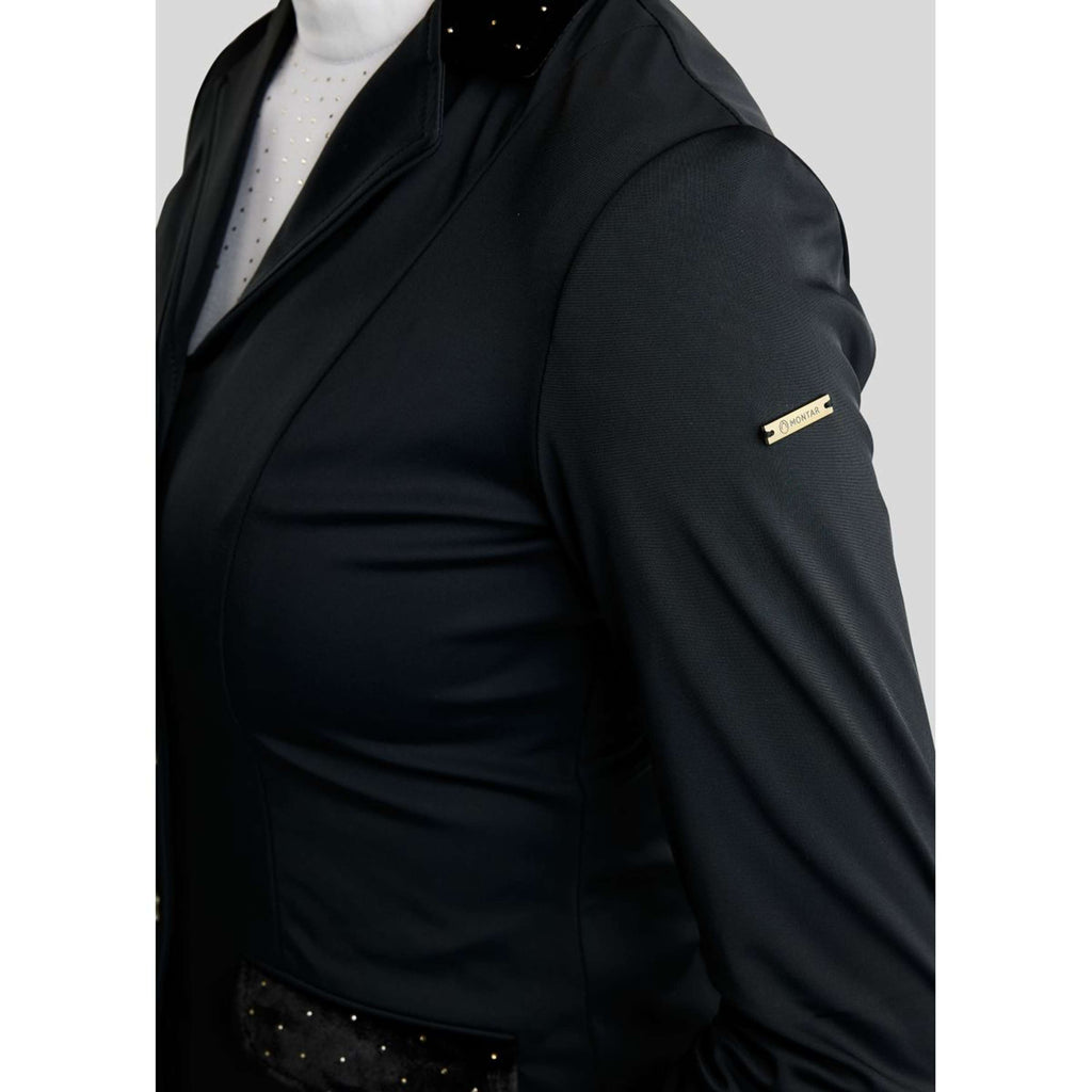 Montar Turnierjacket MoValerie Velvet Details Golden Quartz Crystals Schwarz