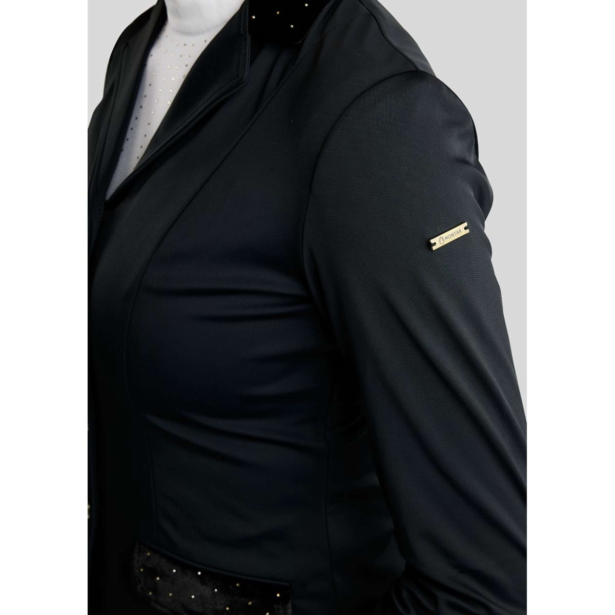 Montar Turnierjacket MoValerie Velvet Details Golden Quartz Crystals Schwarz