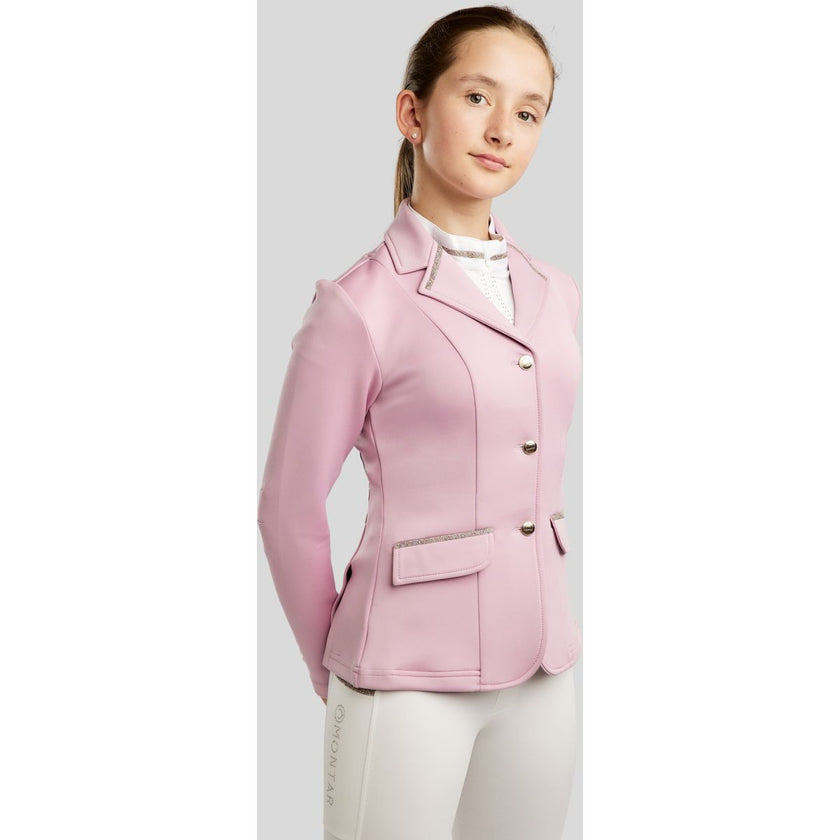Montar Turnierjacket MoPearl Pintucks Gun Metal Crystals Junior Candy Pink