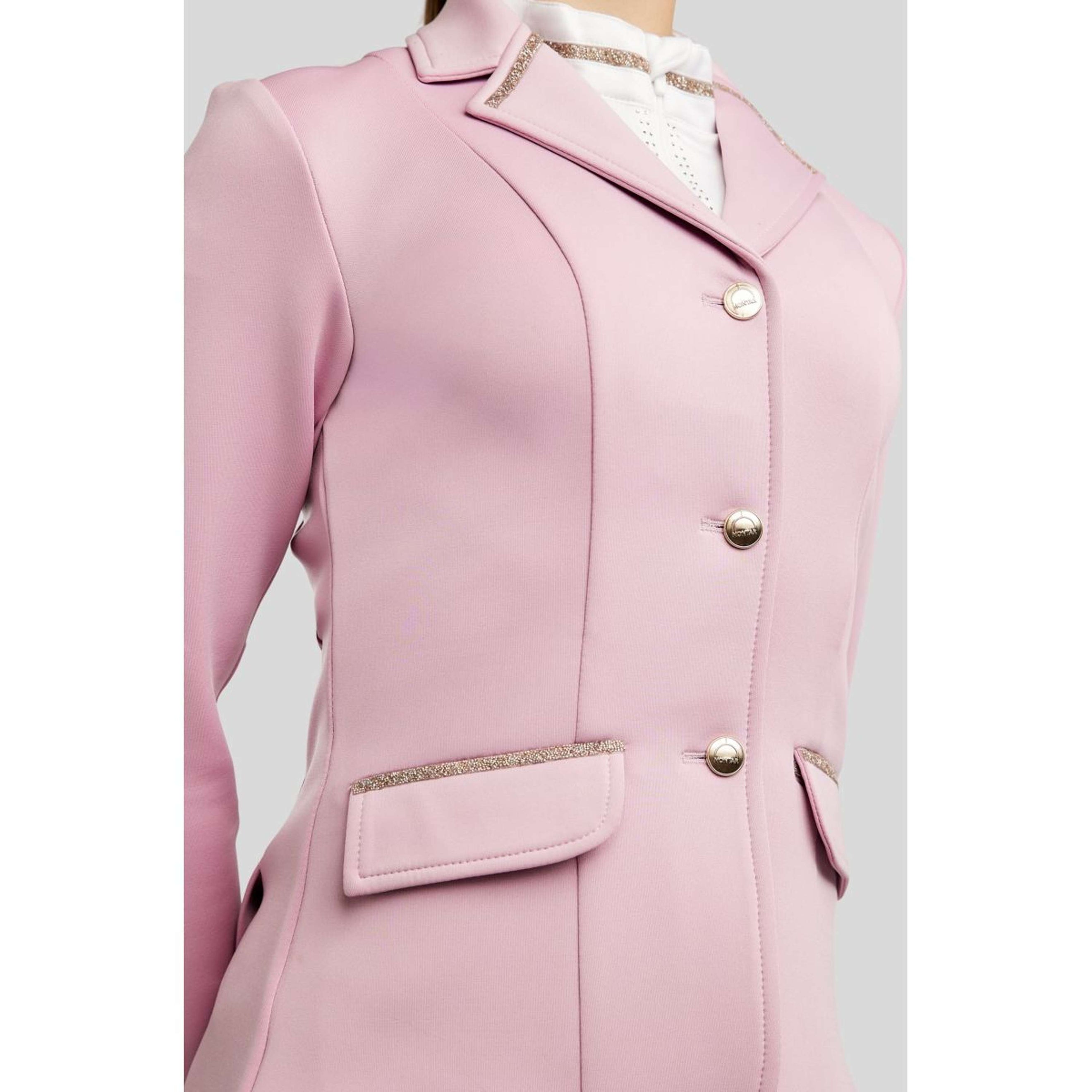 Montar Turnierjacket MoPearl Pintucks Gun Metal Crystals Junior Candy Pink
