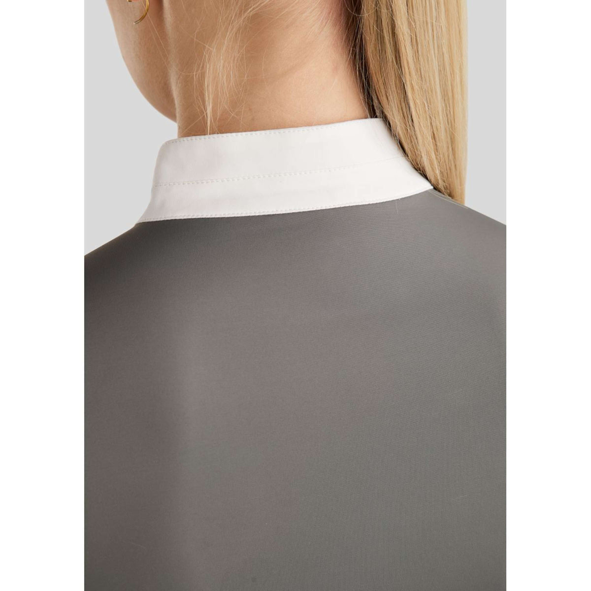 Montar Turniershirt MoPearl Pintucks Gun Metal Crystals Grau