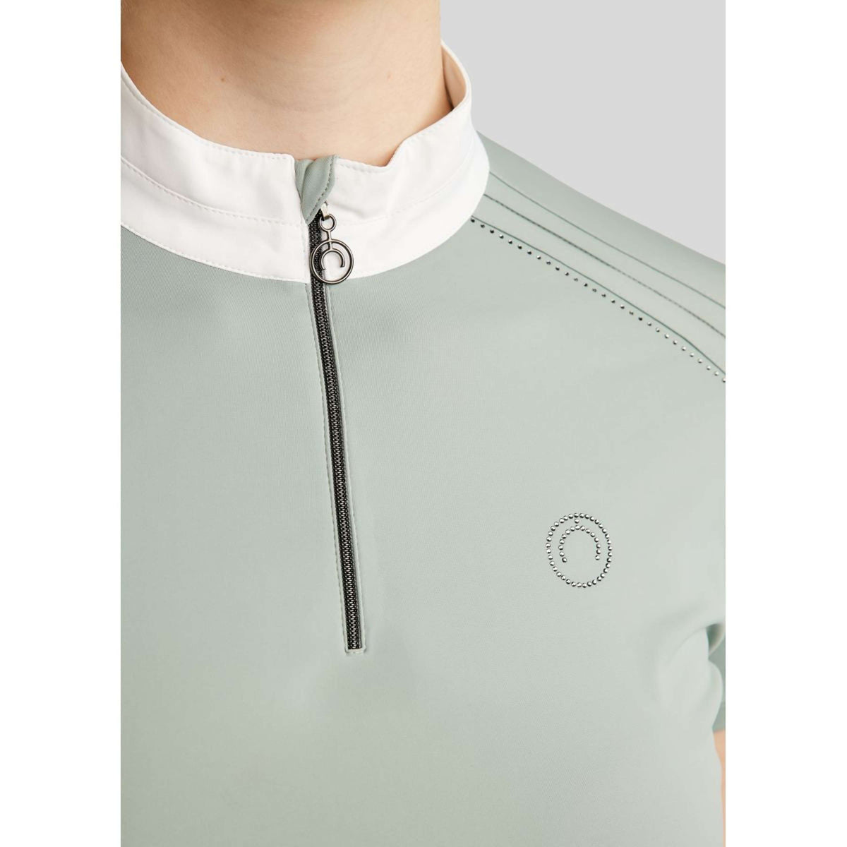 Montar Turniershirt MoPearl Pintucks Gun Metal Crystals Turin