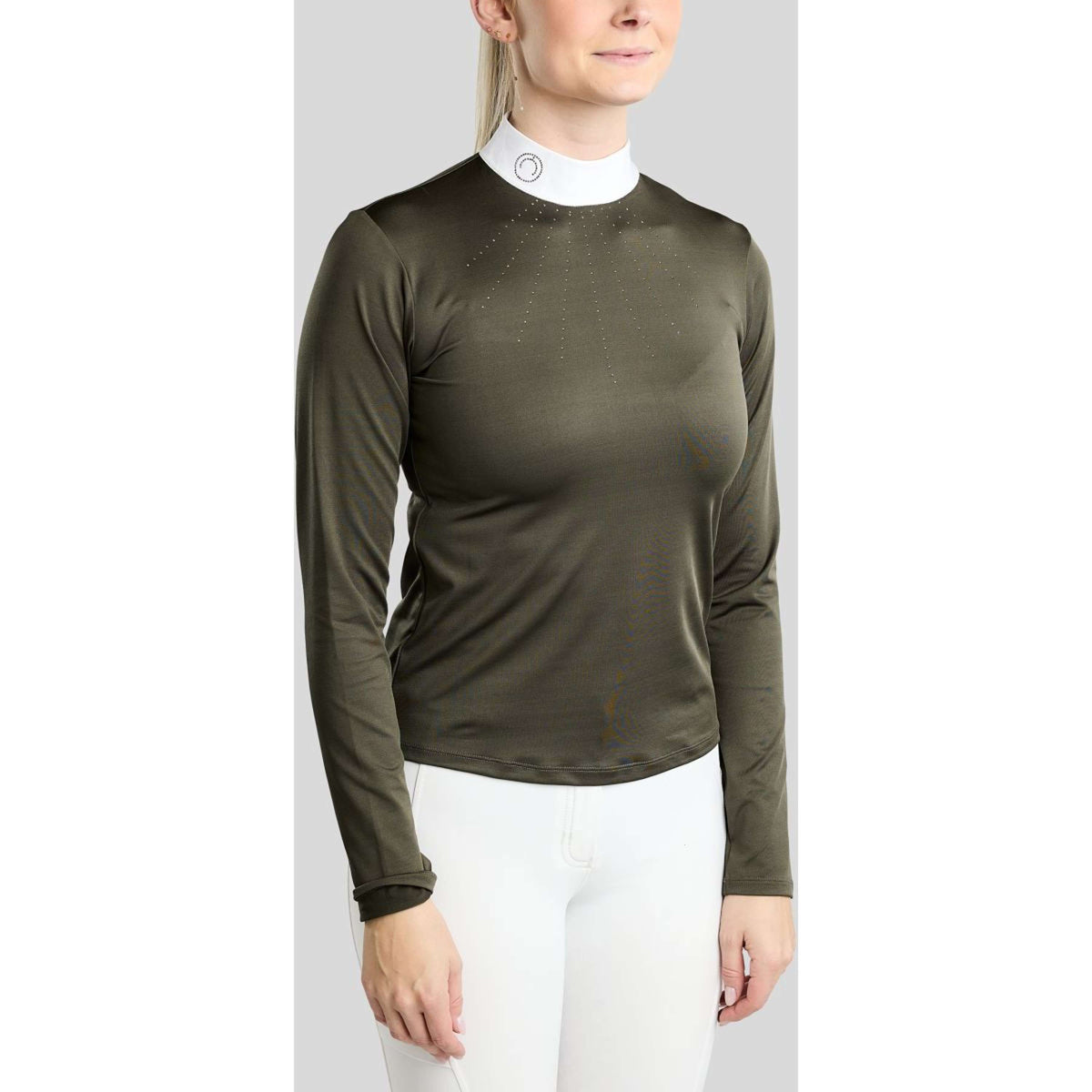 Montar Turniershirt MoEve Golden Quartz Crystals Lange Ärmel Forest Green
