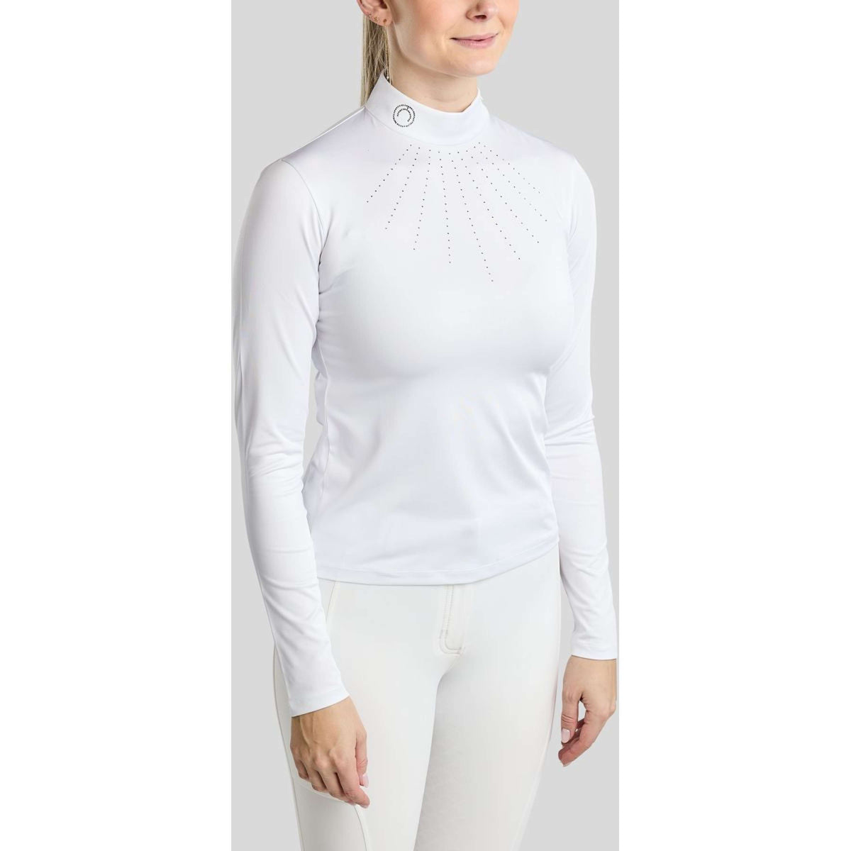Montar Turniershirt MoEve Golden Quartz Crystals Lange Ärmel Weiß