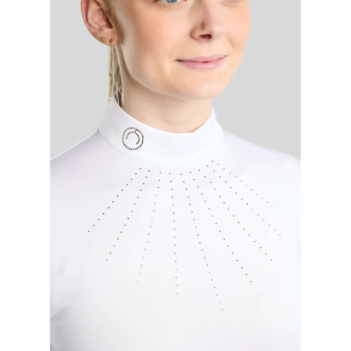 Montar Turniershirt MoEve Golden Quartz Crystals Lange Ärmel Weiß