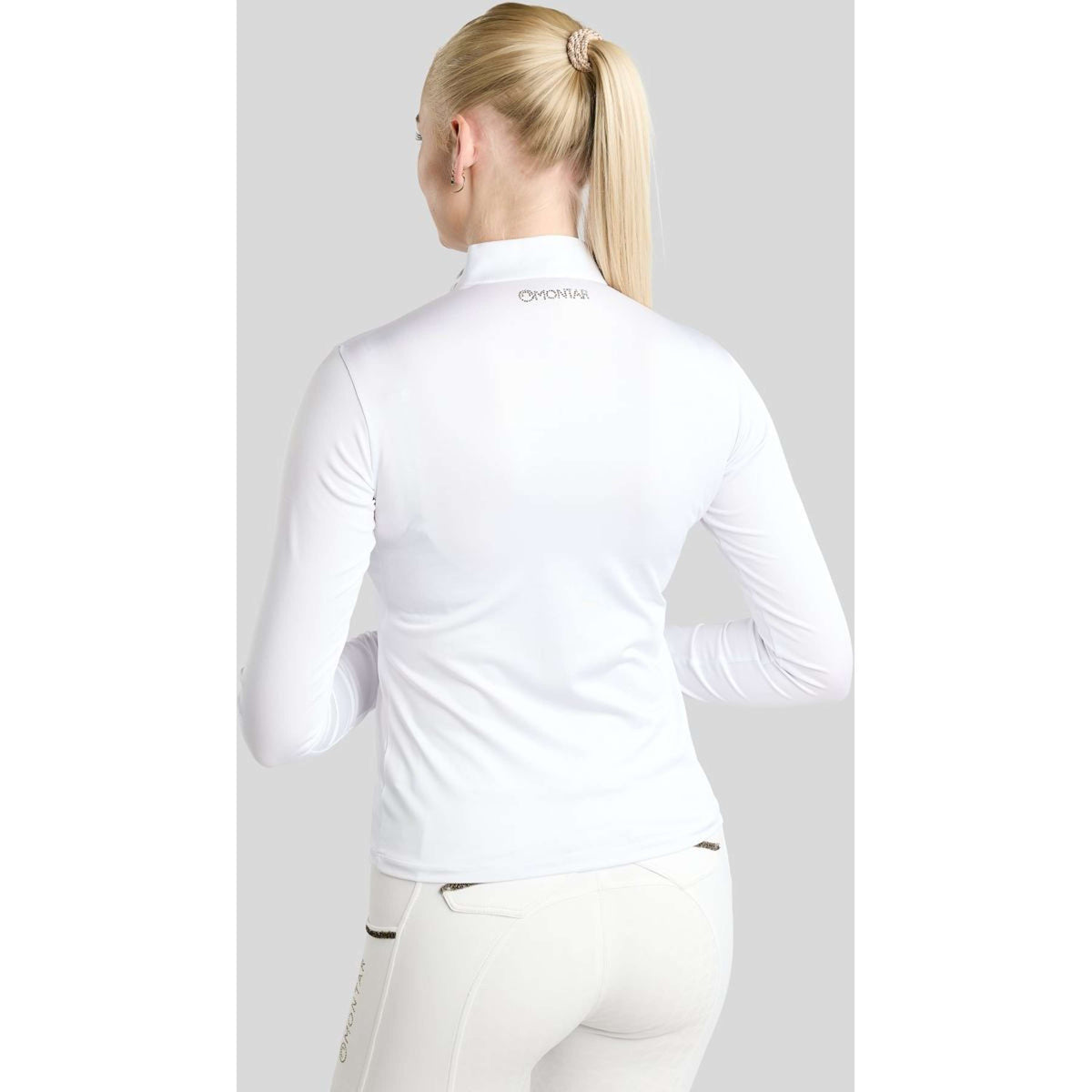 Montar Turniershirt MoEve Golden Quartz Crystals Lange Ärmel Weiß