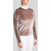 Montar Turniershirt MoValerie Velvet Golden Quartz Crystals Lange Ärmel Nougat Brown