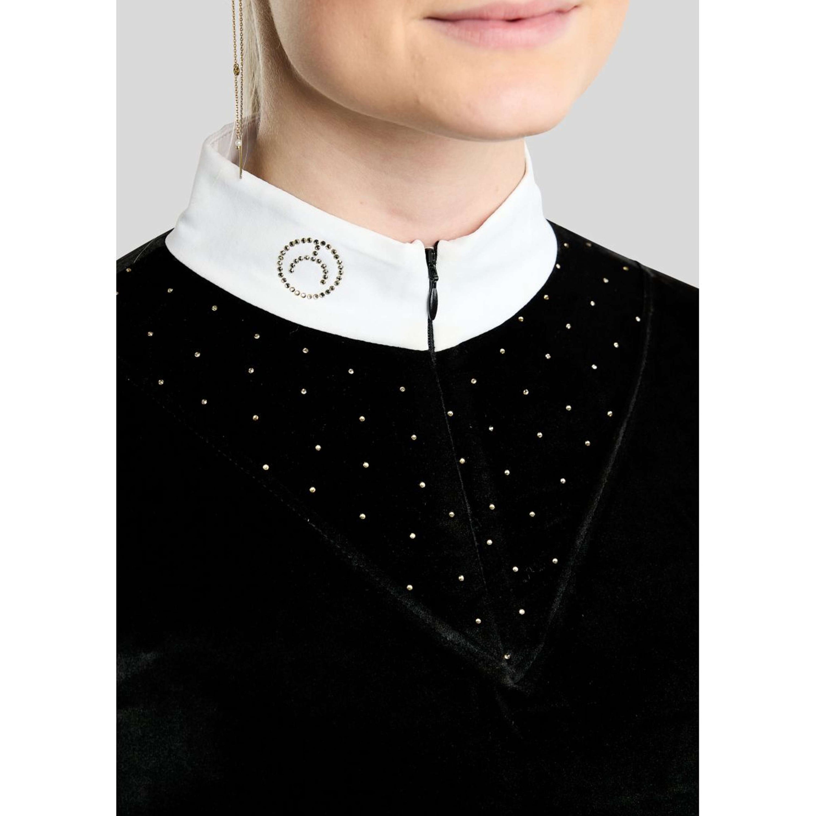 Montar Turniershirt MoValerie Velvet Golden Quartz Crystals Lange Ärmel Schwarz Montar Turniershirt MoValerie Velvet Golden Quartz Crystals Lange Ärmel Schwarz