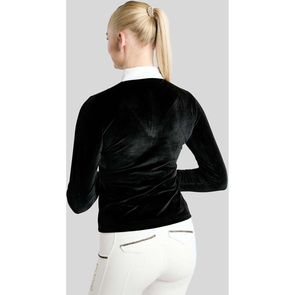 Montar Turniershirt MoValerie Velvet Golden Quartz Crystals Lange Ärmel Schwarz