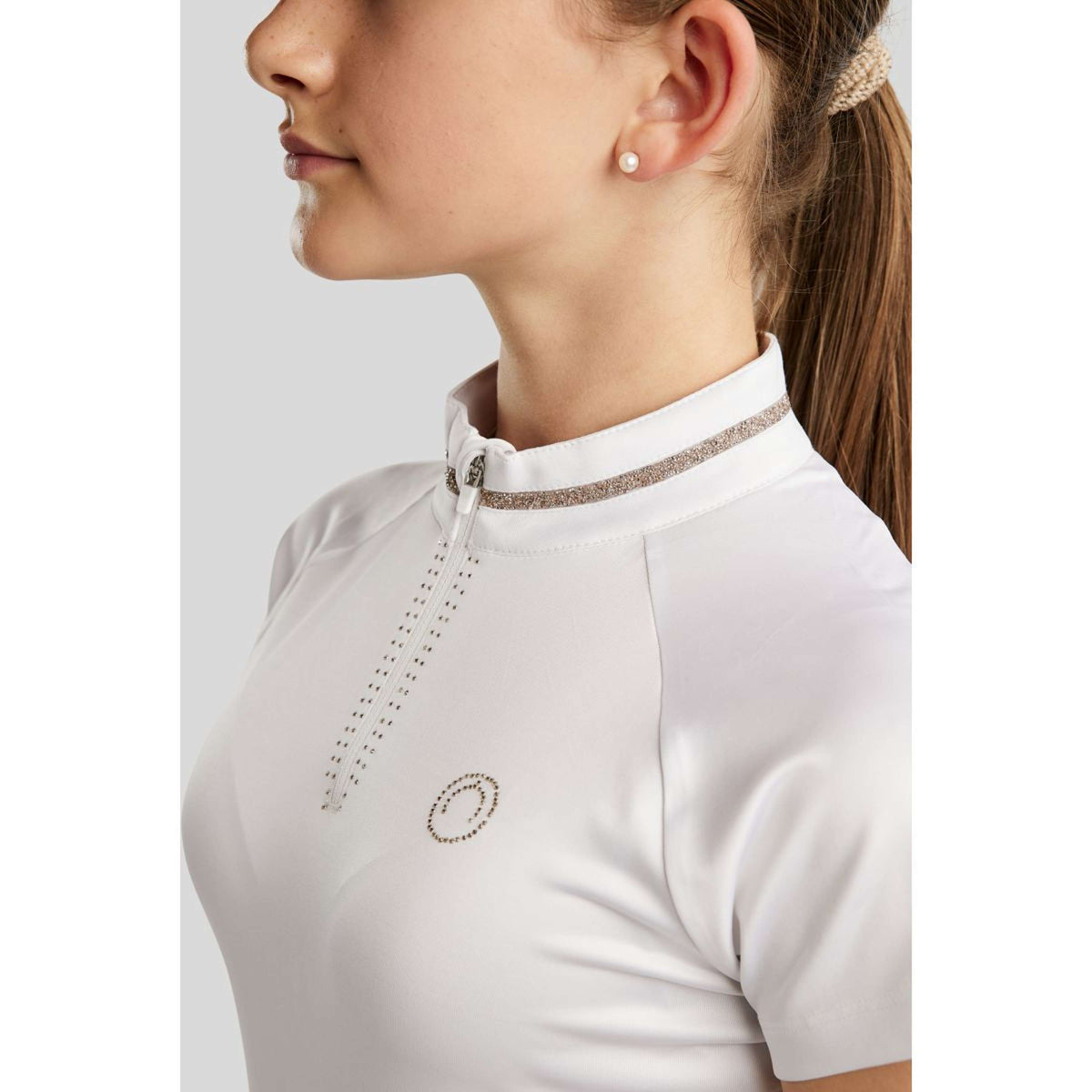 Montar Turniershirt MoLila Champagne Crystals Junior Weiß