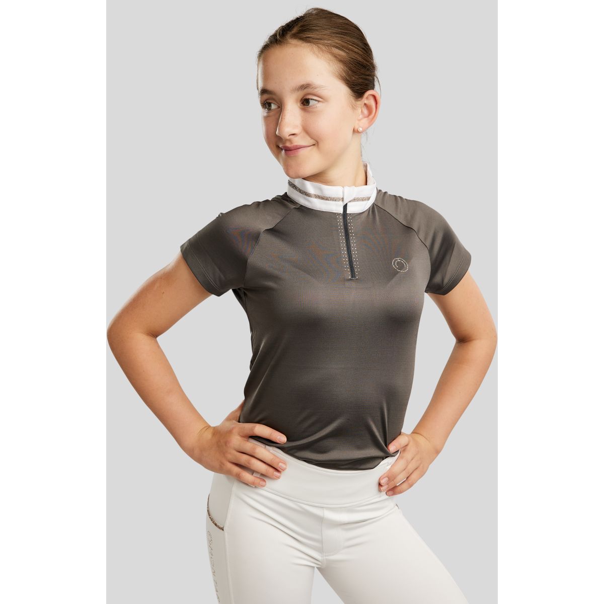 Montar Turniershirt MoLila Champagne Crystals Junior Grau