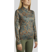 Montar Poloshirt Haily Bridle Print Lange Ärmel Pine Green