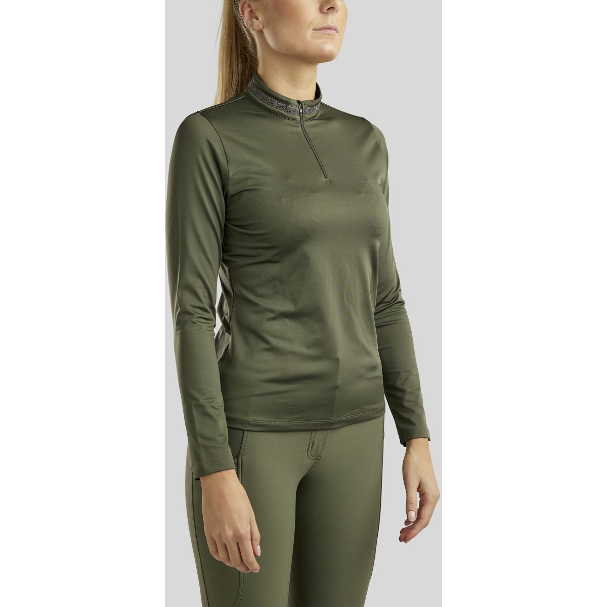 Montar Shirt MoAvina Caviar Crystal Deco Lange Ärmel Pine Green