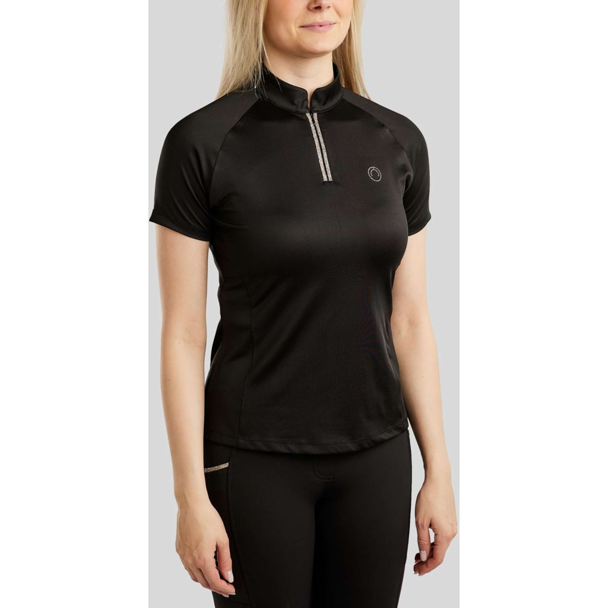 Montar Poloshirt MoLila Champagne Crystals Schwarz