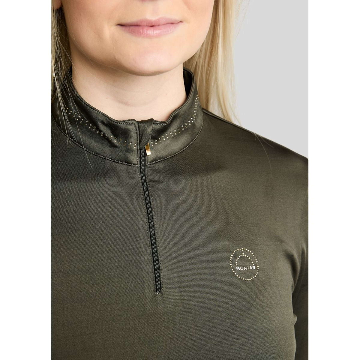 Montar Shirt MoEverline Golden Quartz Crystals Lange Ärmel Forest Green