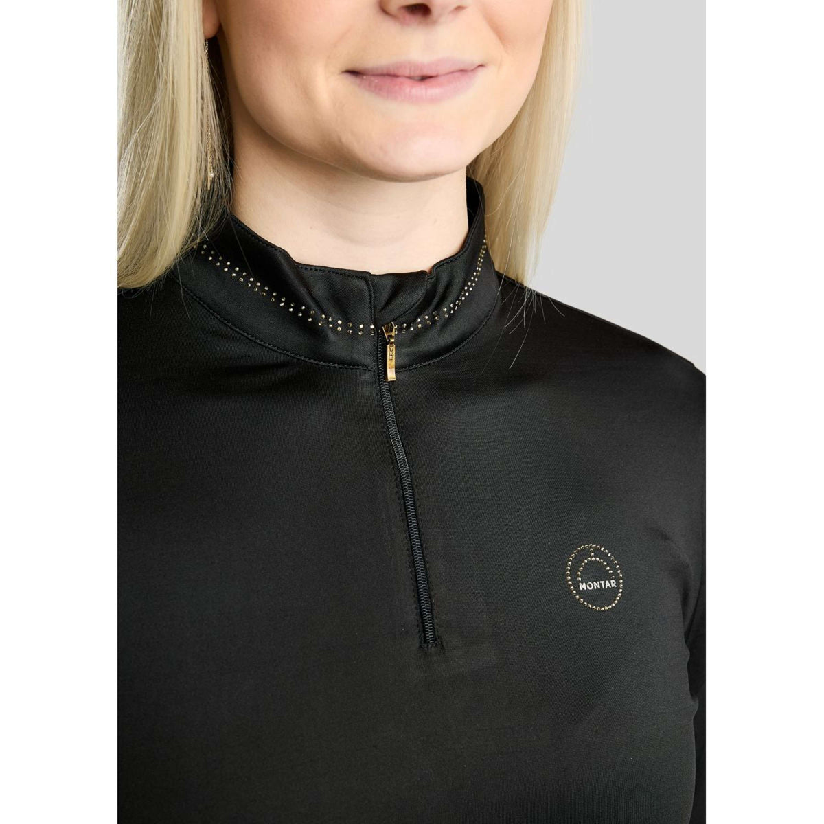 Montar Shirt MoEverline Golden Quartz Crystals Lange Ärmel Schwarz