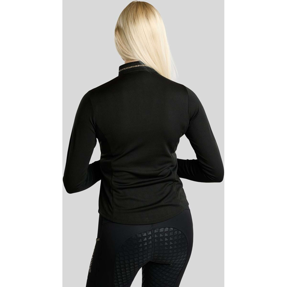 Montar Shirt MoEkta Jacquard Pattern Golden Quartz Lange Ärmel Schwarz