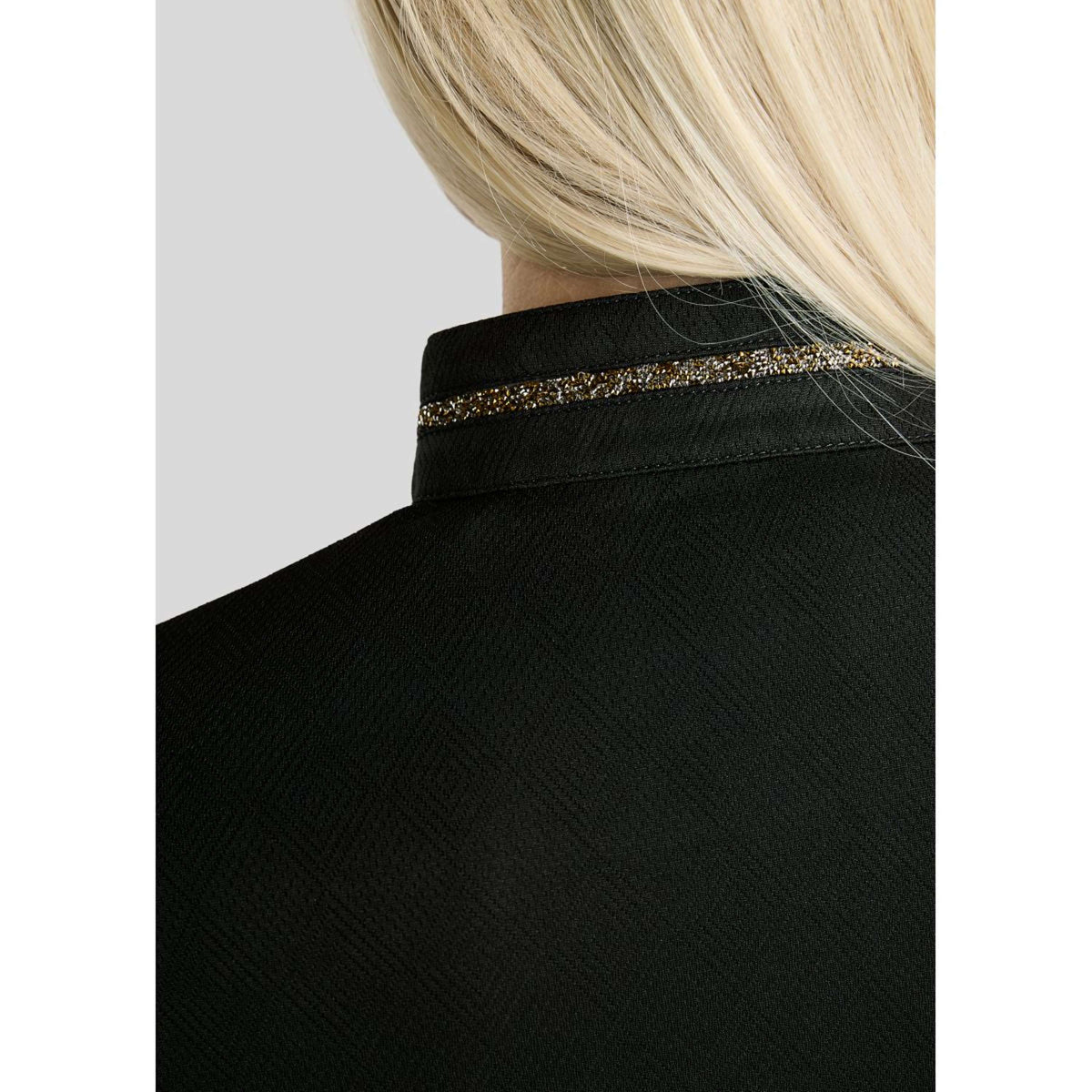 Montar Shirt MoEkta Jacquard Pattern Golden Quartz Lange Ärmel Schwarz