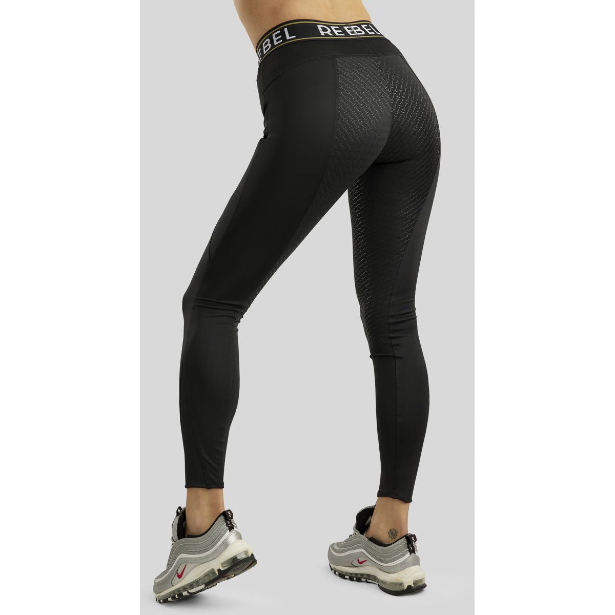 Rebel Reitleggings Logo Elastic Waistband Full Grip Schwarz