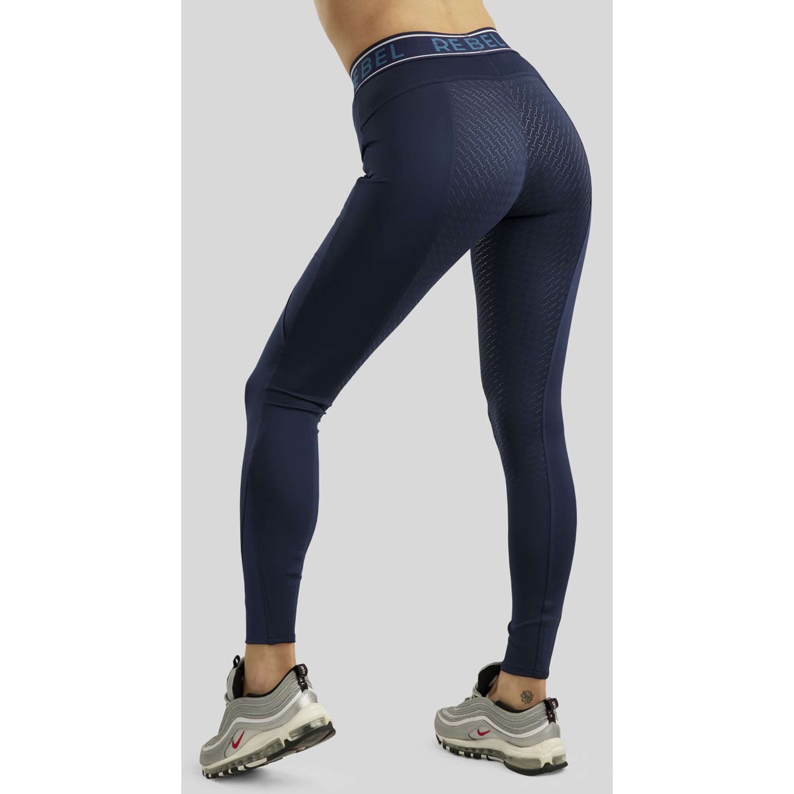 Rebel Reitleggings Logo Elastic Waistband Full Grip Navy