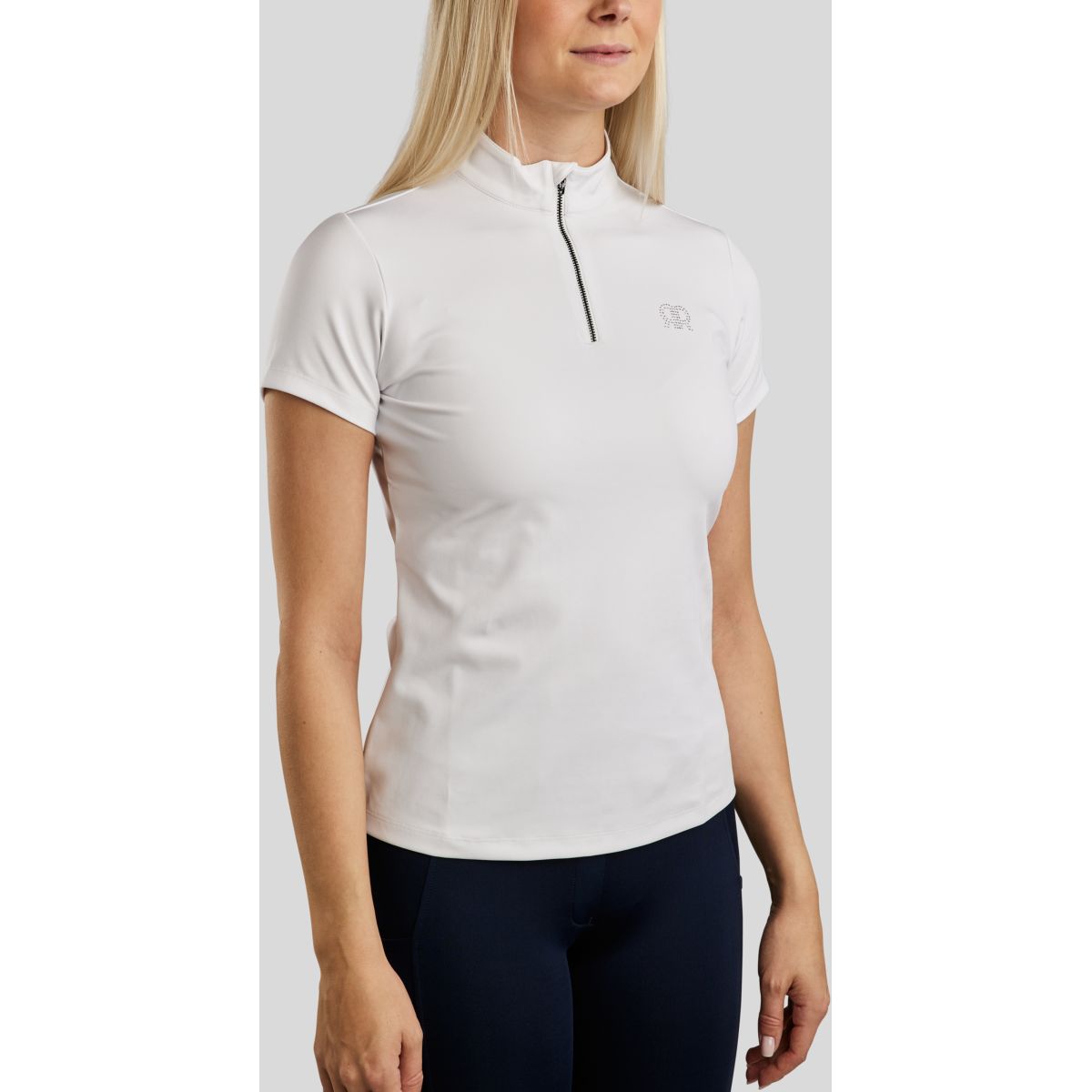 Rebel T-Shirt Tone in Tone Crystals Weiß