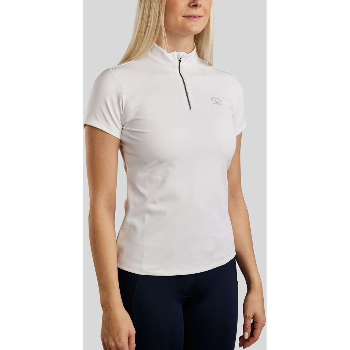 Rebel T-Shirt Tone in Tone Crystals Weiß