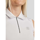 Rebel Ärmeloss Shirt Tone in Tone Crystals Weiß