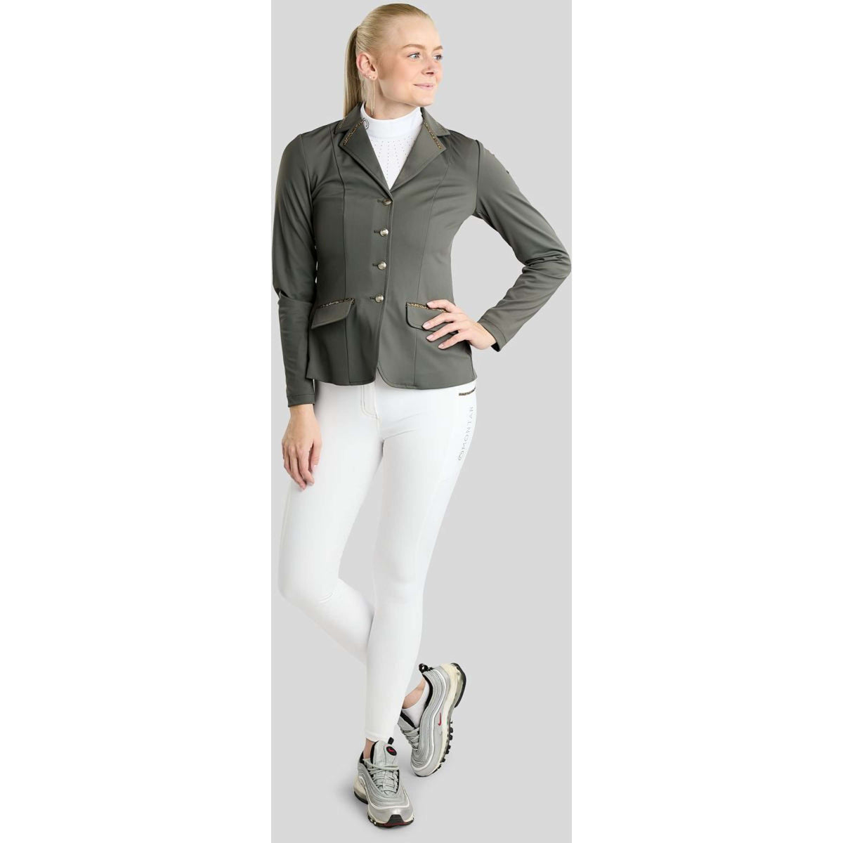 Montar Turniershirt MoEve Golden Quartz Crystals Lange Ärmel Forest Green