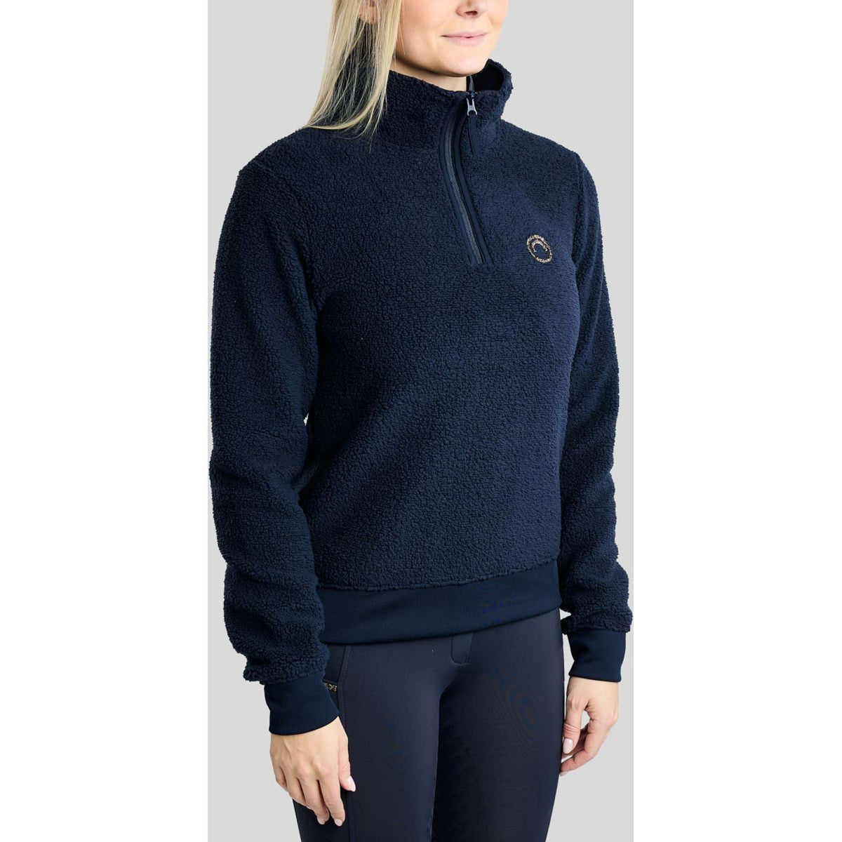 Montar Pullover MoEbba Q-Zip Teddy Pile Golden Quartz Navy