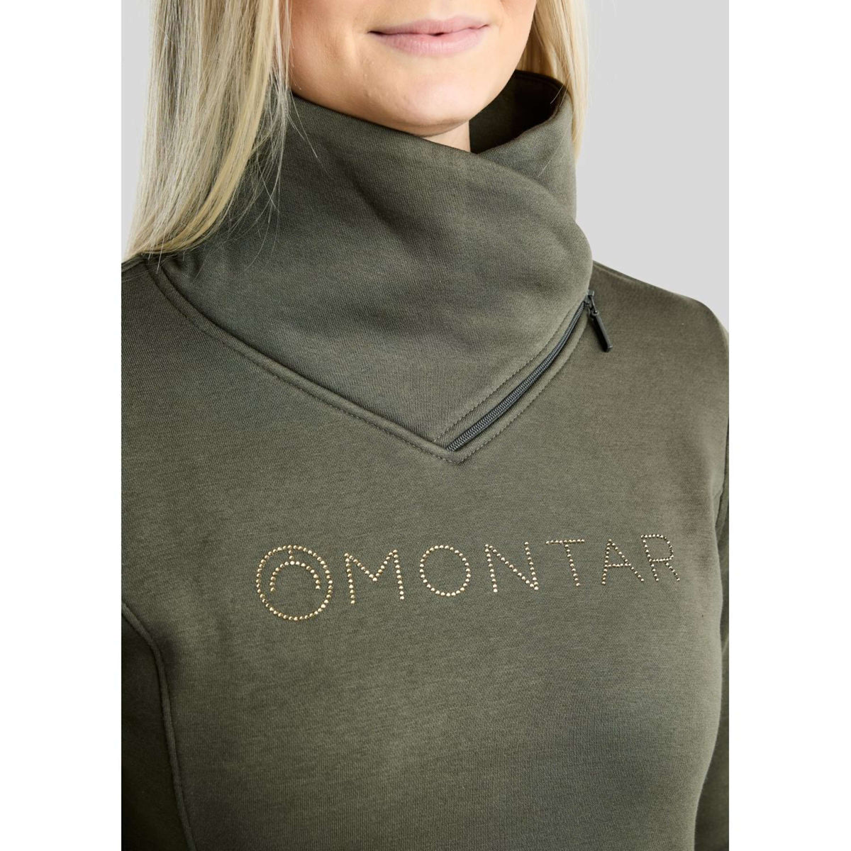 Montar Pullover MoNaja High Collar Golden Quartz Crystals Forest Green