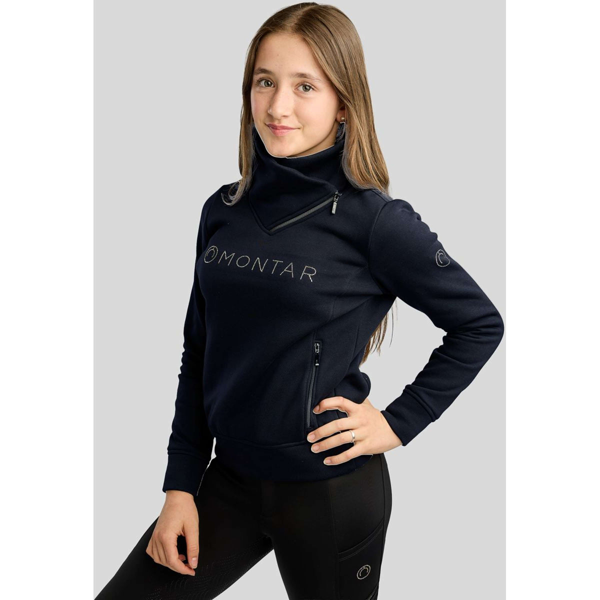 Montar Pullover MoNaja High Collar Golden Quartz Crystals Kids Navy