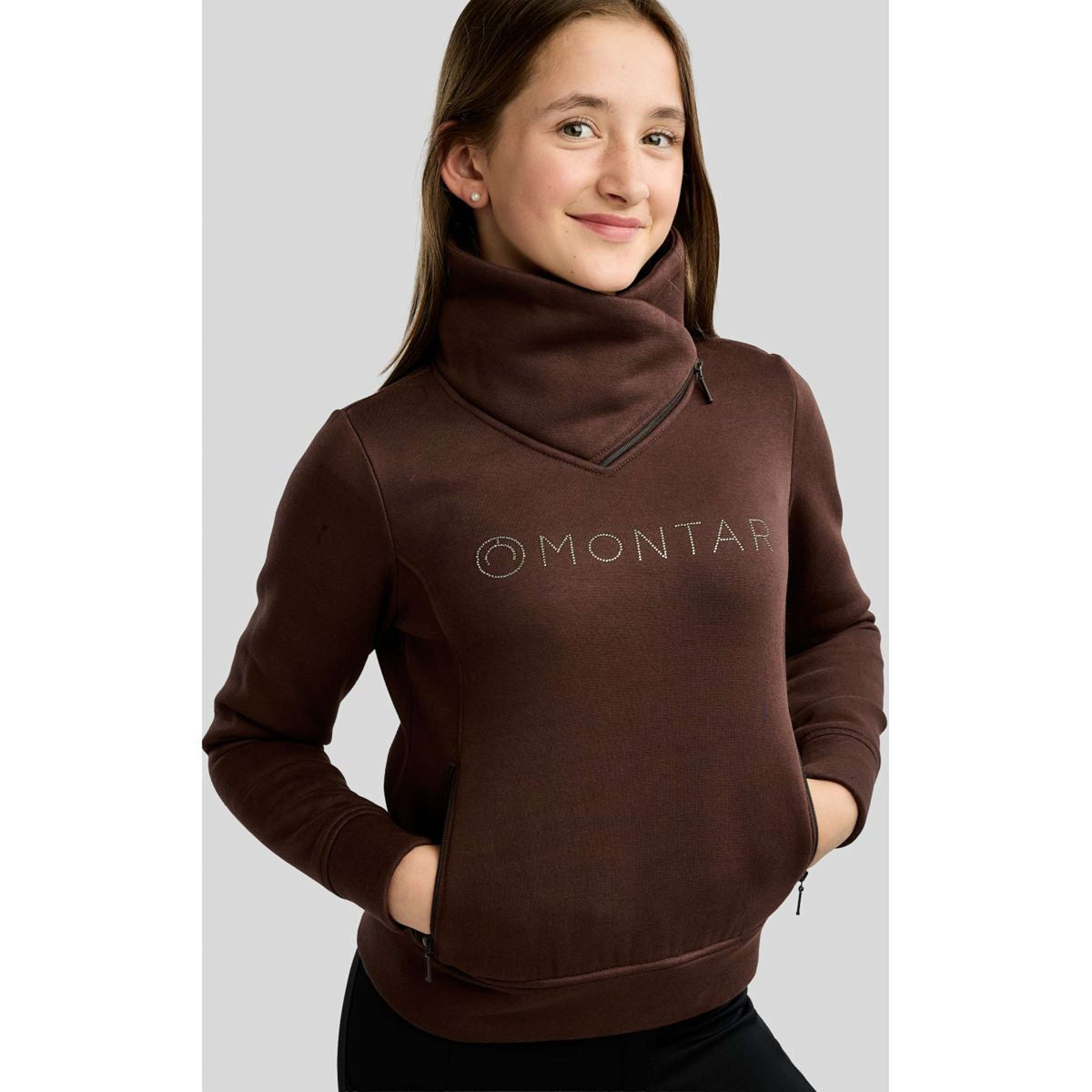 Montar Pullover MoNaja High Collar Golden Quartz Crystals Black Peony