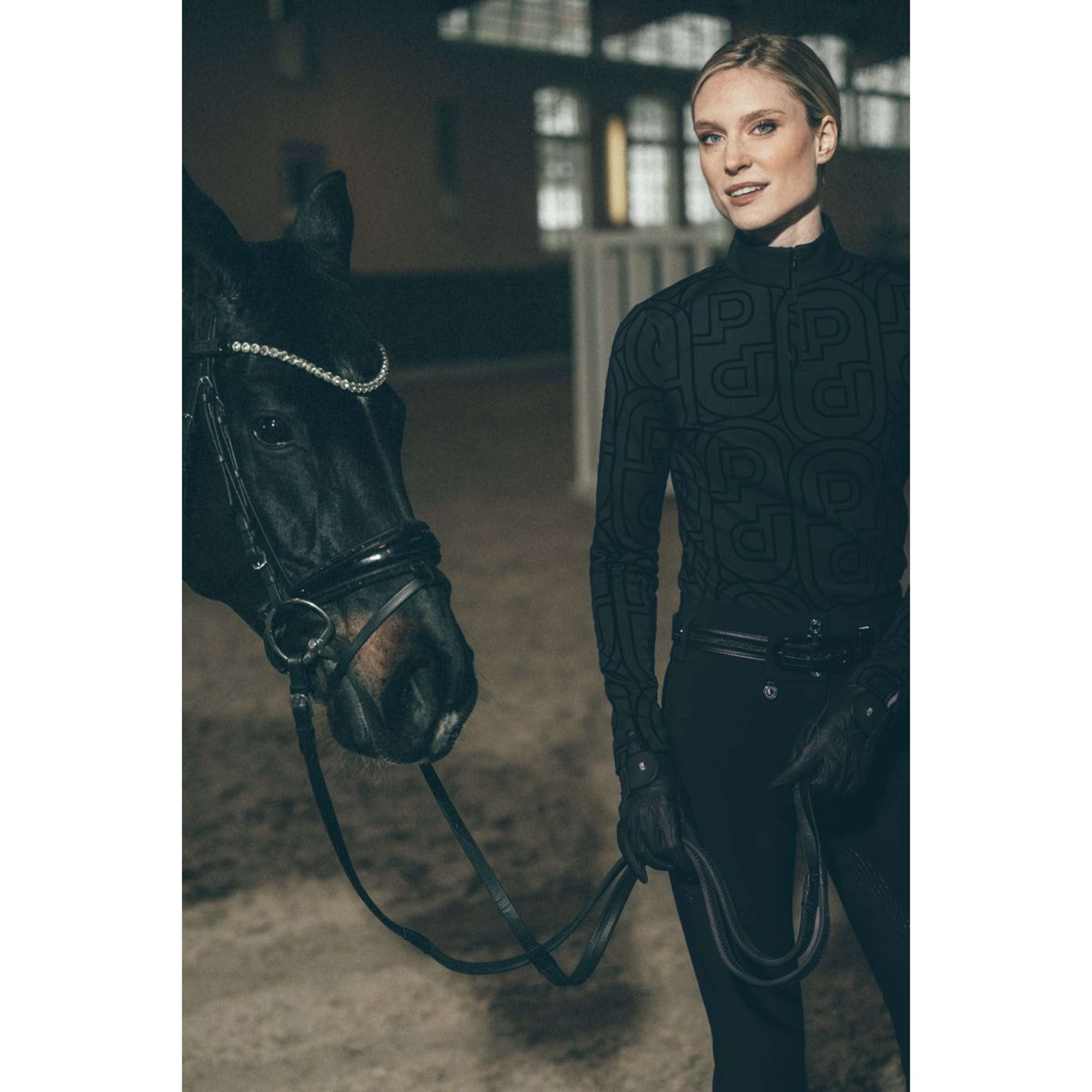 Pikeur Shirt Zip Print Selection AW26 Lange Ärmel Schwarz