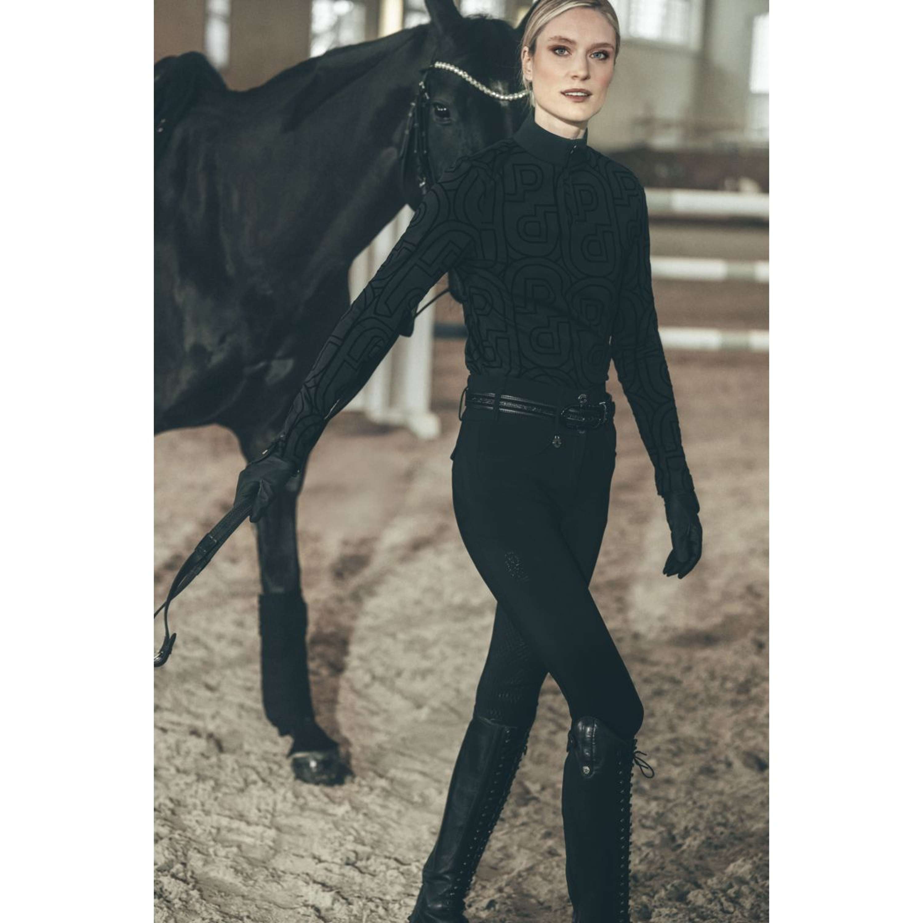 Pikeur Shirt Zip Print Selection AW26 Lange Ärmel Schwarz