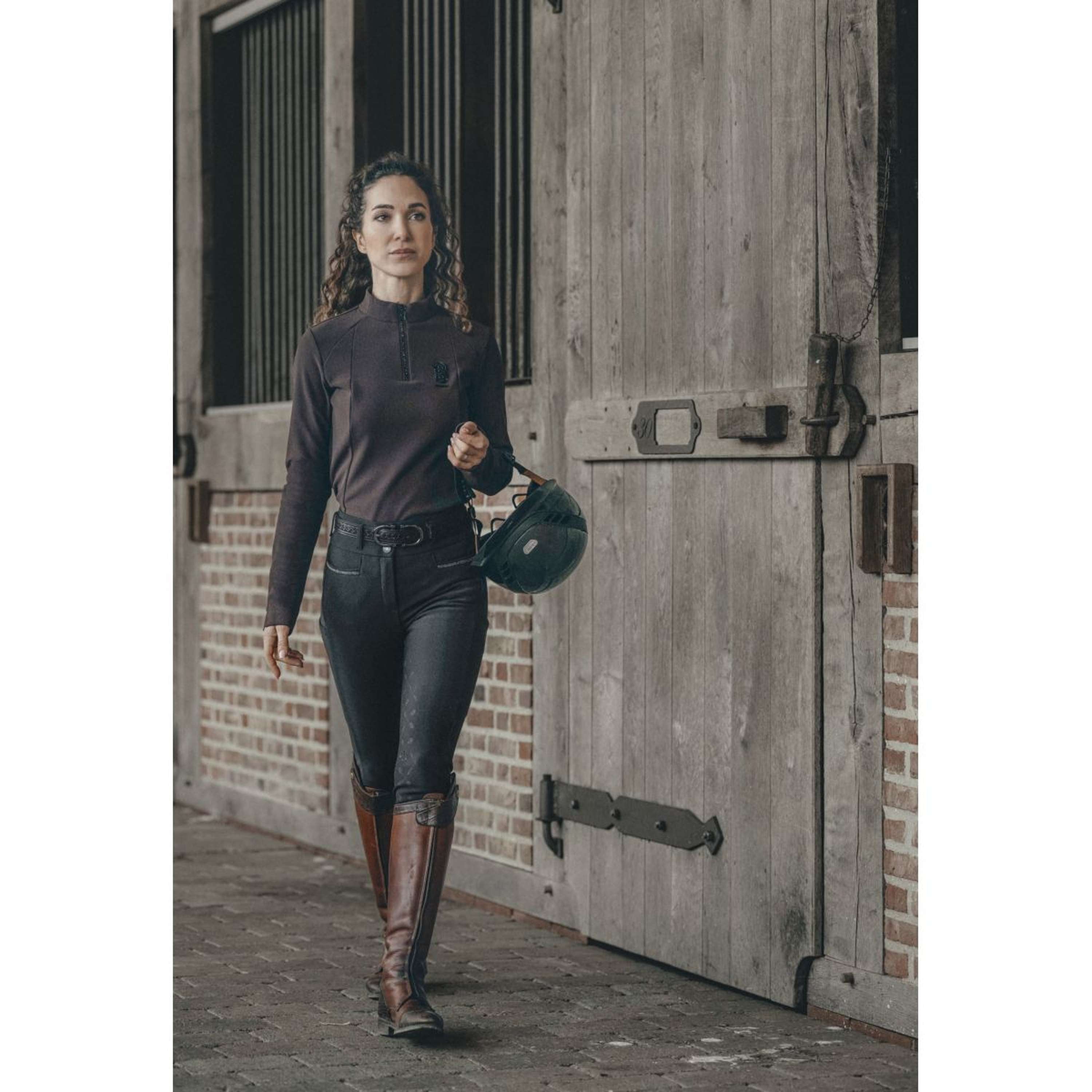 Pikeur Shirt Zip Rip Selection AW26 Lange Ärmel Schokoladen Braun
