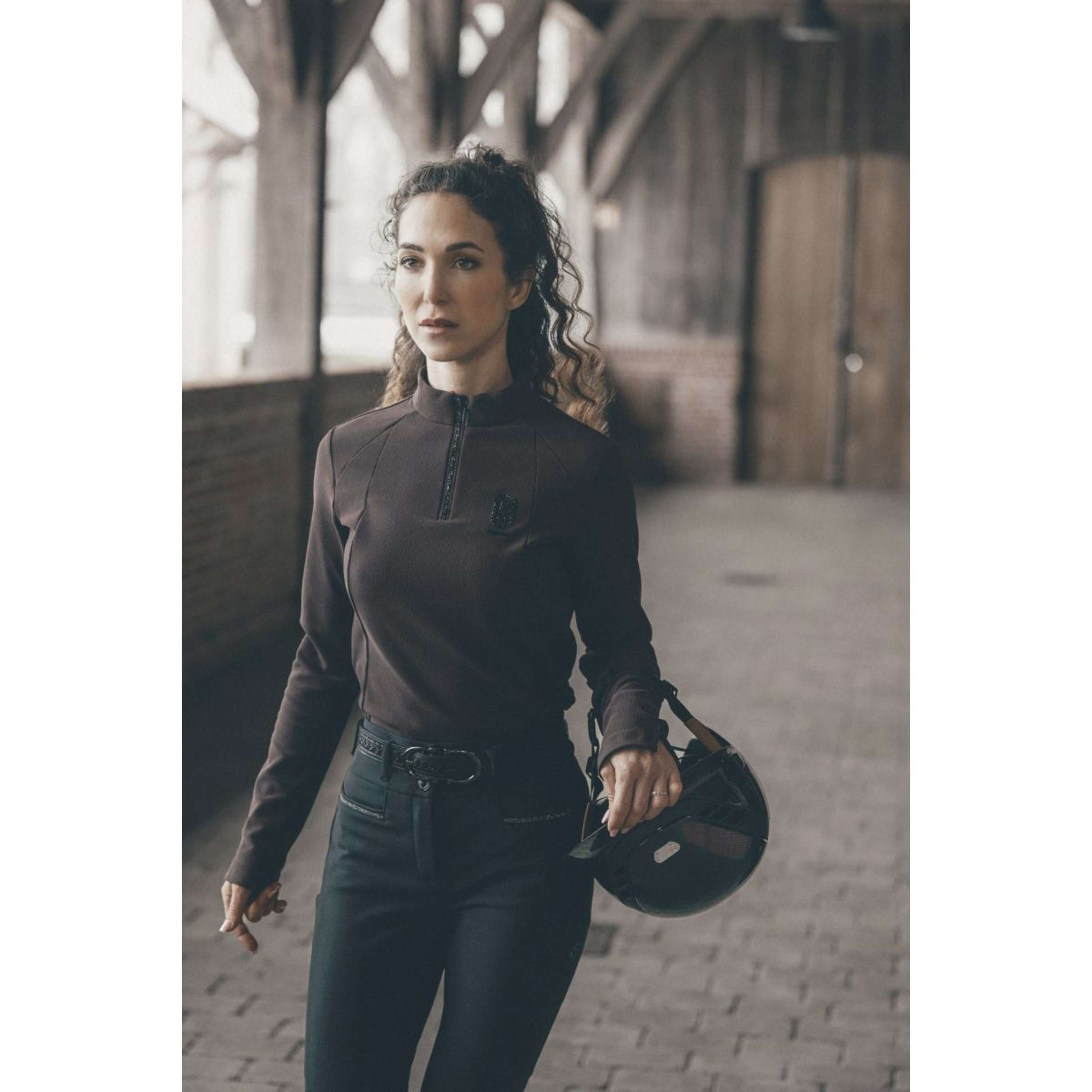 Pikeur Shirt Zip Rip Selection AW26 Lange Ärmel Schokoladen Braun