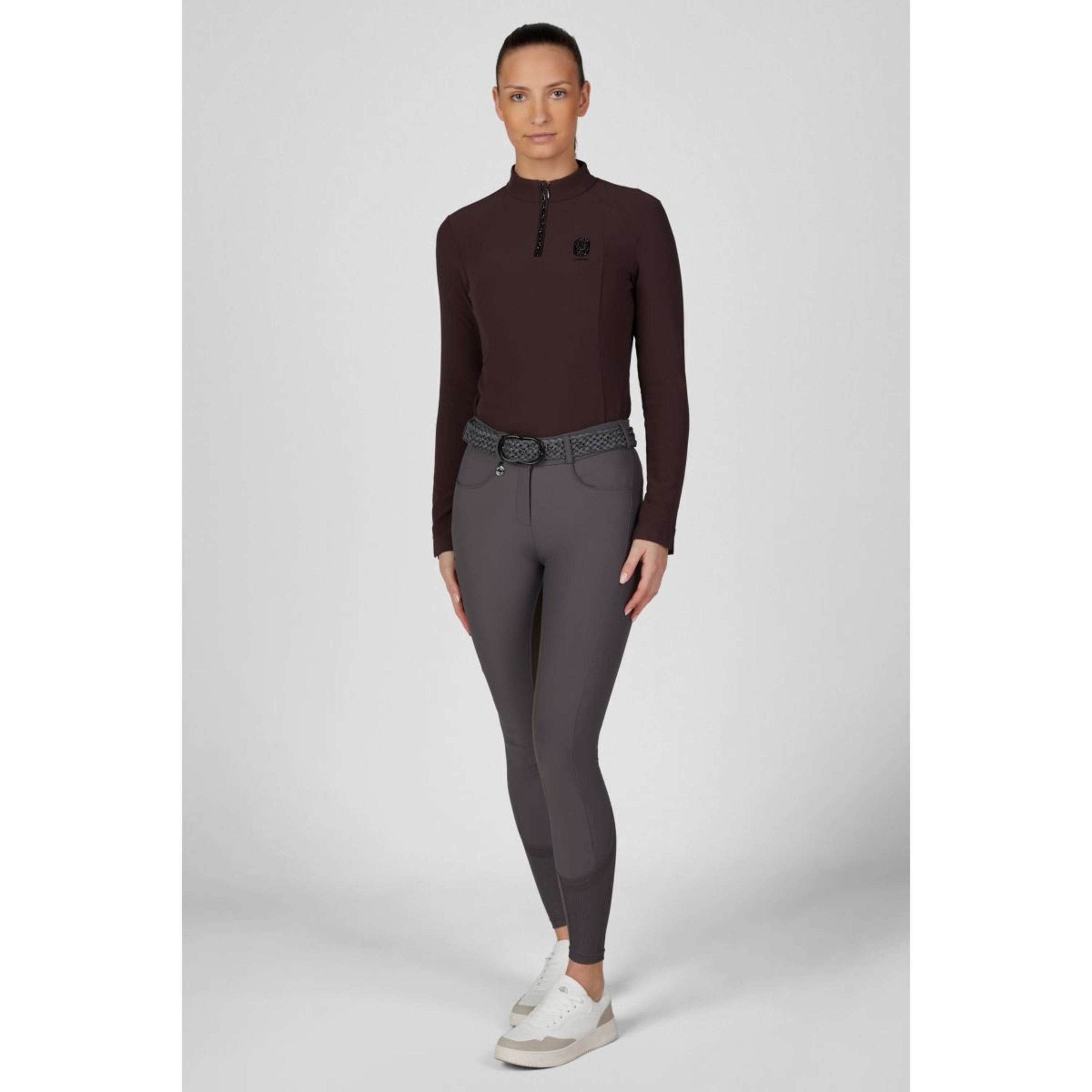 Pikeur Shirt Zip Rip Selection AW26 Lange Ärmel Schokoladen Braun
