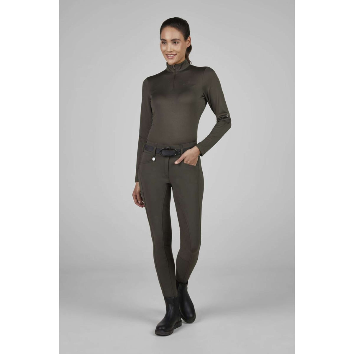 Pikeur Reithose New Candela Full Grip Flex Faux Leather Deep Khaki