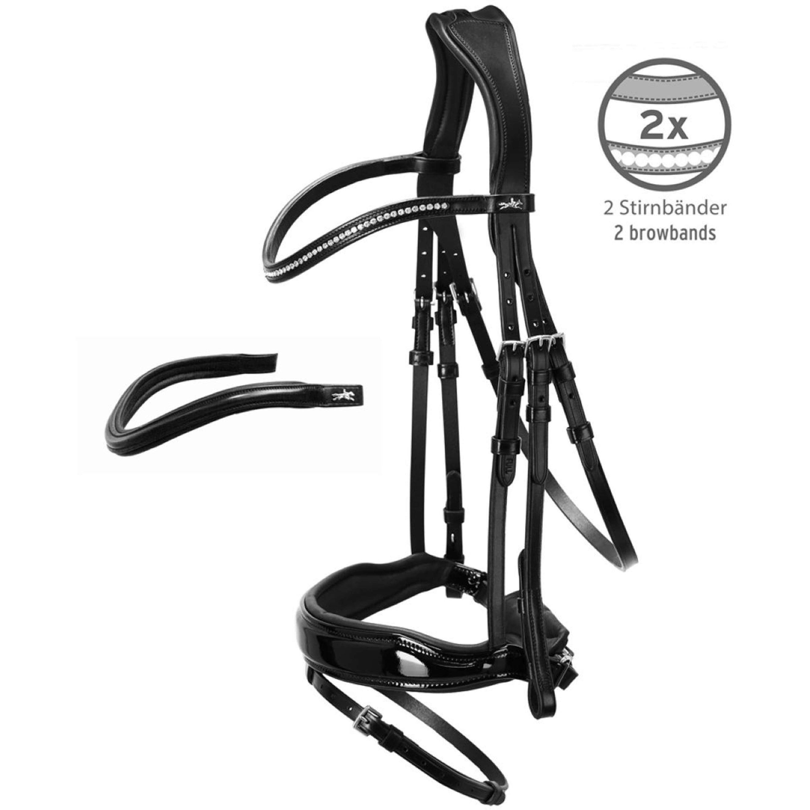 Schockemöhle Trense Premium sports Stanford Schwarz/Lack/Silber