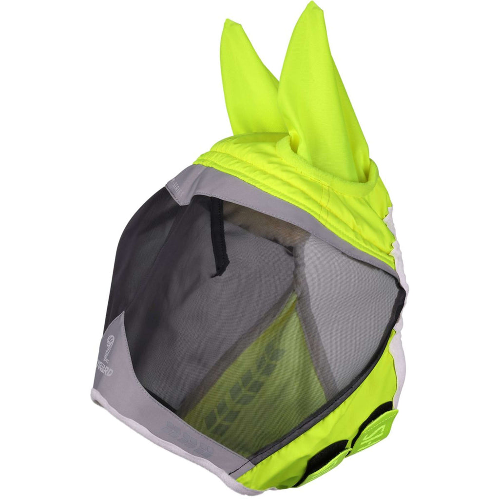 FlyGuard by Shires Fliegenmaske Pro Hi-Viz Fine Mesh mit Ohren Fluo gelb