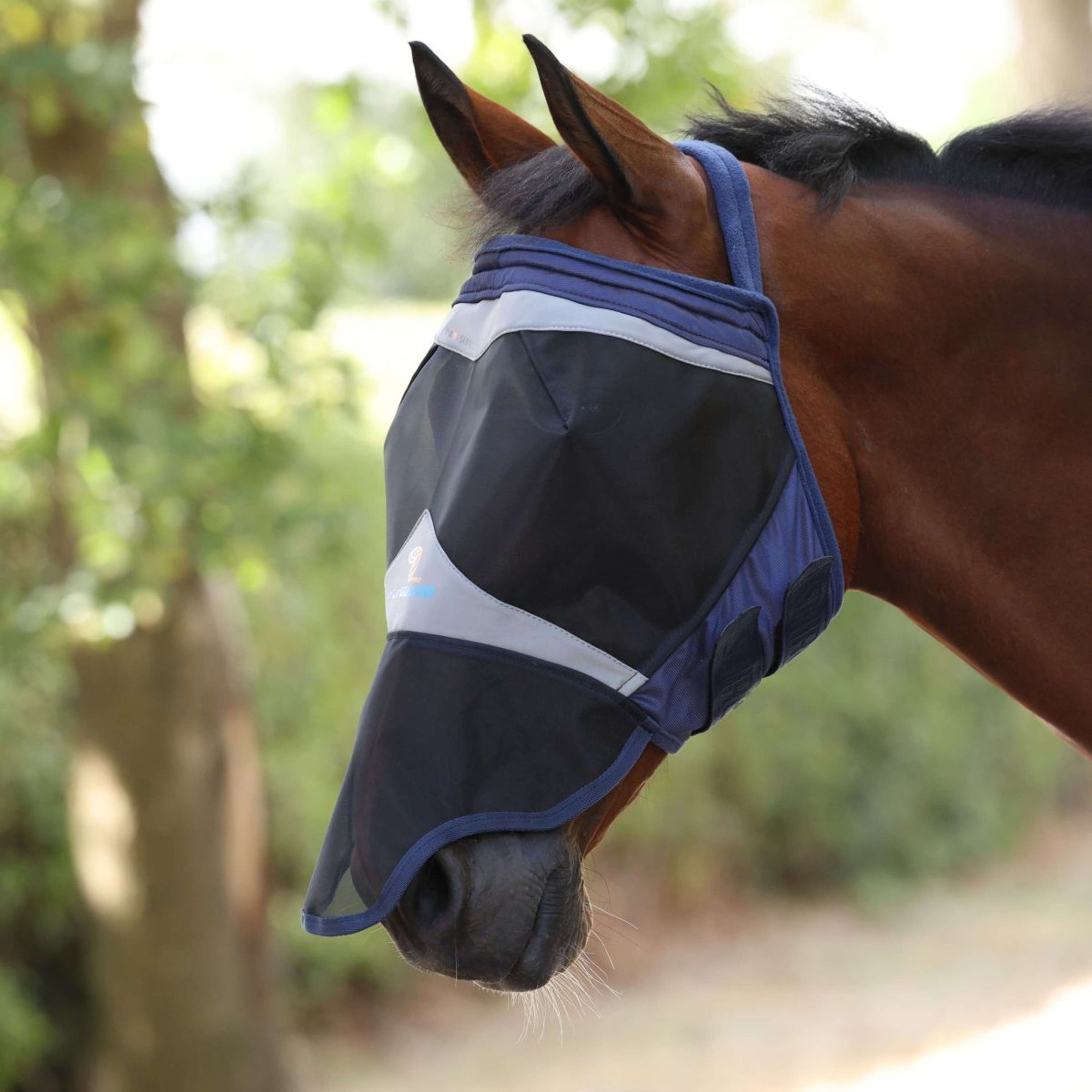 FlyGuard Fliegenmaske Pro Fine Mesh Ohne Ohren mit Nase Navy