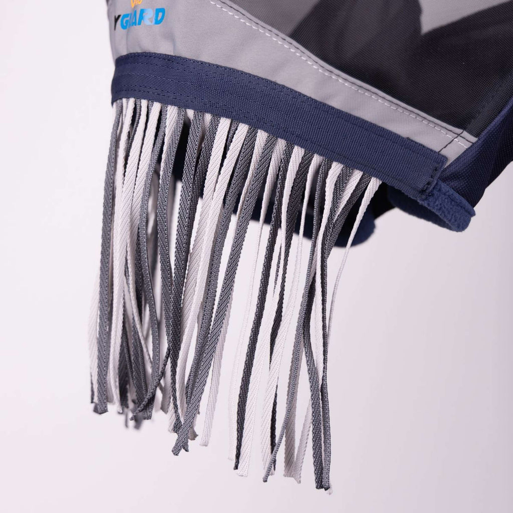 FlyGuard by Shires Fliegenmaske Pro Fine Mesh ohne Ohren mit Fransen Navy
