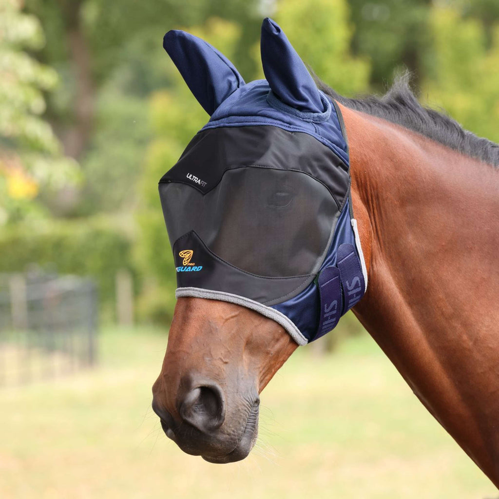 FlyGuard by Shires Fliegenmaske Pro Deluxe mit Ohren Navy