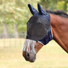 FlyGuard by Shires Fliegenmaske Pro Deluxe mit Ohren und Fransen Navy